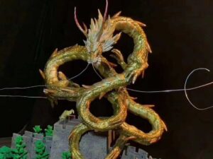 SLA 3D Printed and Fine-painted Swirling Dragon Sculpture with Tough Resin