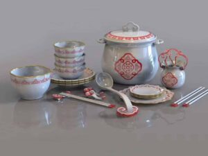 SLA 3D Printed Tablewear for Chinese Wedding as Graduation Project