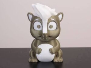 FDM 3D Printed Skunk Statue with a Desktop Dual Extruder Printer