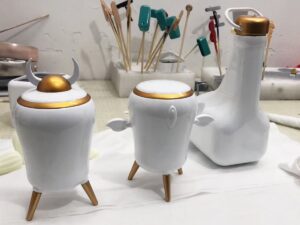 SLA 3D Printed Resin Cow Bottle Prototypes as Museum Gifts