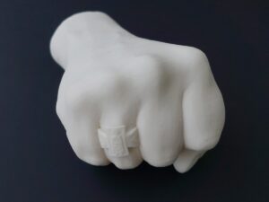 SLS 3D Printed White Nylon Fist Model using PA 12