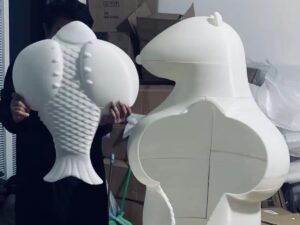 FDM 3D Printed 1.6m Bear and Fish Statue using a Desktop Printer