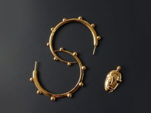 SLM 3D Printed and 18K Gold Plated Sterling Silver Necklace Pendant and Earrings