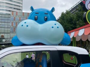 SLA 3D Printed Giant Cartoon Hippo Statue for a Supermarket’s Exhibition