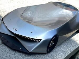 SLA 3D Printed Silver Concept Car Scaled-down Model of a Luxury Vehicle Brand