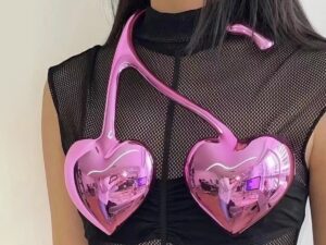SLA 3D Printed Glossy Cherry Halter Bra Resin Prototype as Student Project