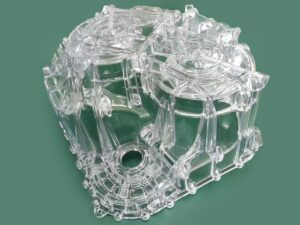SLA 3D Printed Clear Resin Engine Housing Display Model