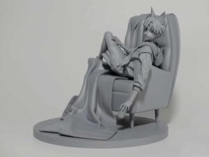 SLA 3D Printed Cat Boy in Sailor Suit Grey Resin Garage Kit