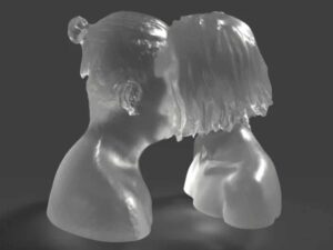 SLA 3D Printed Clear Resin Lovers Sculpture Artpiece