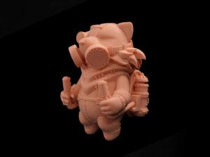 DLP 3D Printed Fine Detail Resin FacFox Mascot Henry the Fox Cyberpunk Miniature