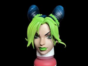 SLA 3D Printed and Painted Jolyne Cujoh Head Sculpture of Jojo’s Bizare