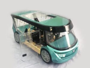 SLA 3D Printed Minibus with Moveable Chairs Resin Prototype as Student Project