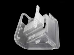 SLA 3D Printed Backup Camera Mount Bracket Frosted Clear Resin Prototype