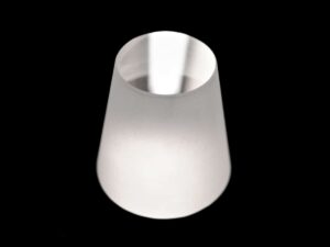 CNC Milled Glass Truncated Cone Sample with Transparent and Frosted Satin Surface