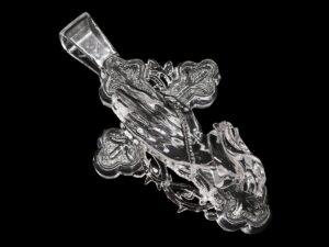 SLA 3D Printed Clear Resin Praying Hands with a Cross Pendant