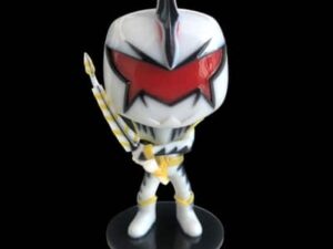 PolyJet 3D Printed Full-color Resin White Power Ranger Miniature with Saba Sword