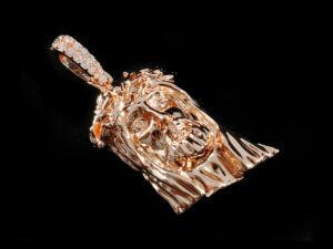 Rose Gold Plated Silver Jesus Pendant Cast from 3D Printed Wax Pattern