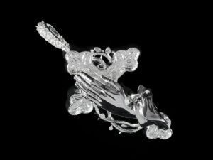 Silver 925 Cross with Praying Hand Pendant Cast from 3D Printed Pattern