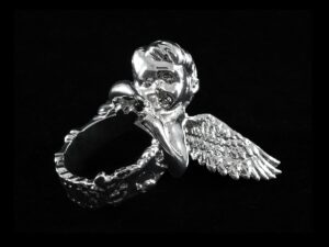Silver 925 Cupid Ring Cast from 3D Printed Wax Pattern