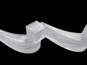 SLA 3D Printed Frosted Clear Resin Runner System Scaled-down Prototype