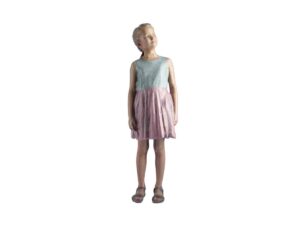 MJF 3D Printed Full-color Pink Dress Girl Scaled-down Figure