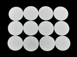 DLP 3D Printed Ceramic Round Pieces with Geometric Patterns