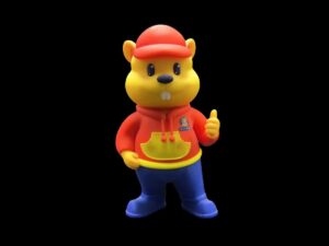 SLA 3D Printed Cartoon Chipmunk Wearing Hoodie Mascot