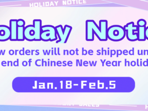 New orders will NOT be shipped until Feb.5th (end of Chinese New Year holiday)